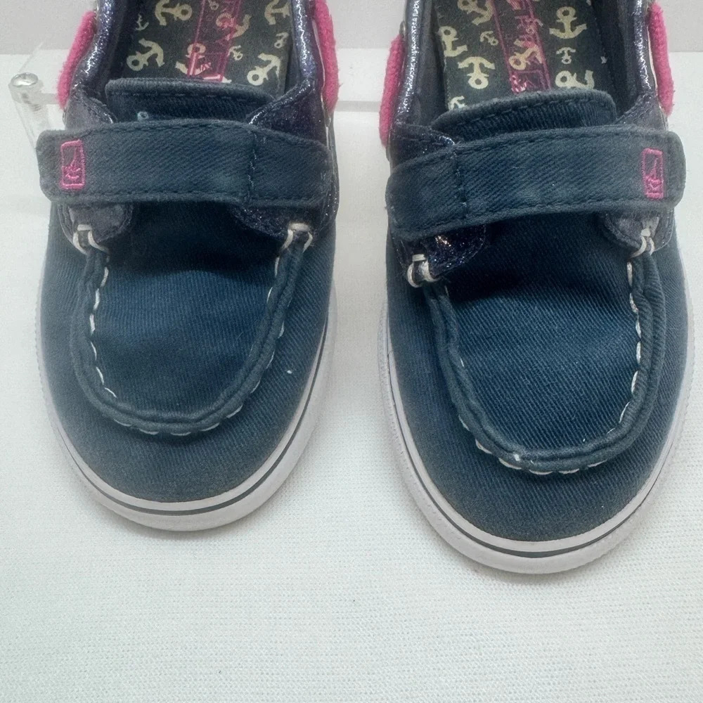 Sperry Loafers Girls size 11M Navy, Glitter and Pink - Picture 4 of 7